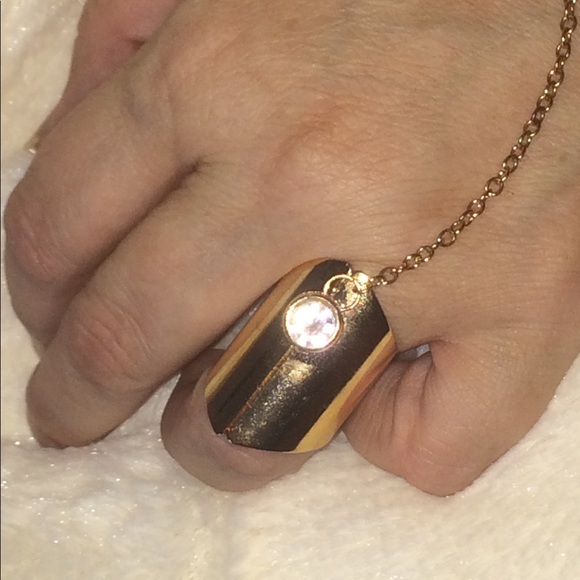 Gold Plated Crystal Bracelet Ring - Picture 4 of 6